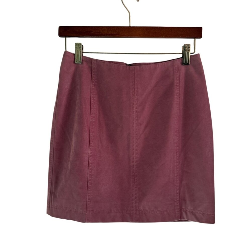 Free People Suede Mini Skirt Mauve Pink Zip Back Size 4